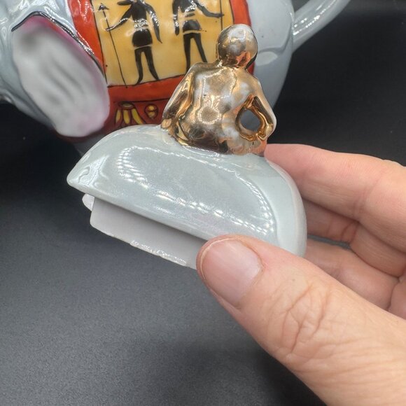 Vintage Luster Ware Elephant Teapot/w Rider on Lid Egyptian Design, Japan - Picture 5 of 15